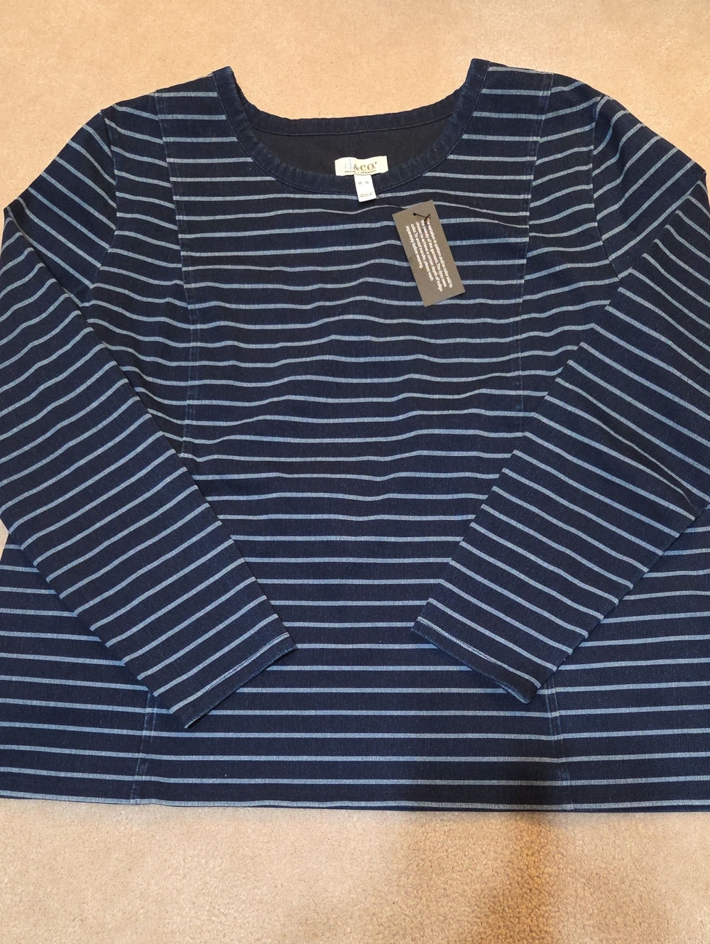 D&CO Navy and Light Blue Striped Long-Sleeve Sweatshirt